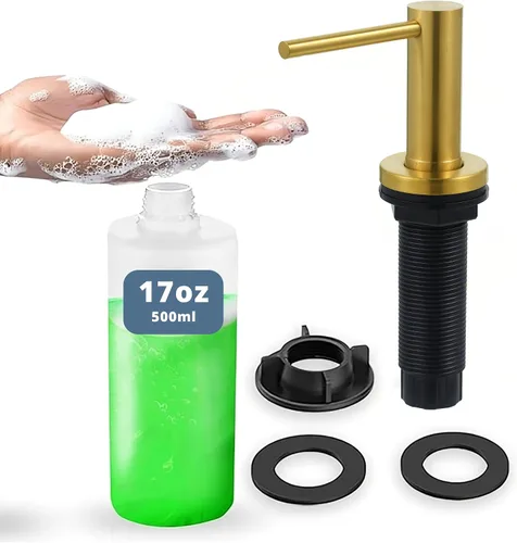 Vista 11 de SBEN Dispensador de jabón para fregadero de cocina, bomba de encimera para jabón de manos o loción, botella integrada de 17 onzas, diseño de acero