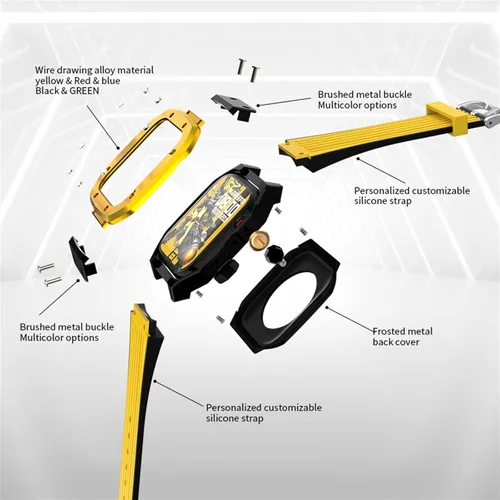 Vista 2 de Funda para Apple Watch Band Series 8 de aleación de 1.732 pulgadas, 1.654 pulgadas, 1.732 pulgadas, 1.732 pulgadas, accesorios de reloj de goma