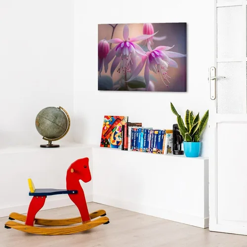 Vista 5 de Póster decorativo de pared, divertido lienzo enmarcado con flores rosas fucsias, pintura artística para baño, habitación de niños, regalos