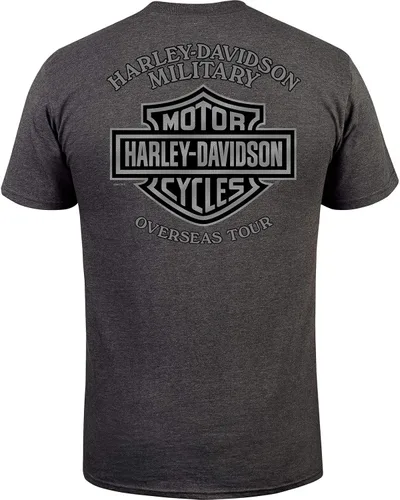 Vista 2 de Harley-Davidson Military - Camiseta gráfica de carbón para hombre - Tour en el extranjero Apoyo a los veteranos, Carbón, talla única