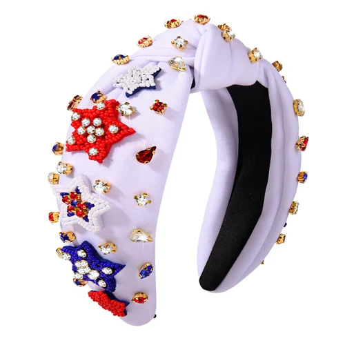 Vista 11 de NVENF Diadema con diamantes de imitación, estrella de la bandera estadounidense, accesorio del 4 de julio para mujer