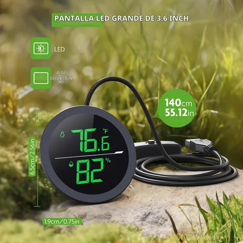 Vista 5 de PAIZOO Termómetro digital LED para reptiles y medidor de humedad Higrómetro para accesorios de tanque de serpientes - Fuente de alimentación USB