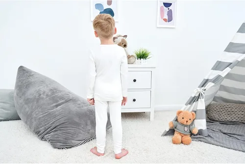 Vista 4 de KISBINI Pijama básico de algodón de color sólido para niñas pequeñas, conjunto de 2 piezas