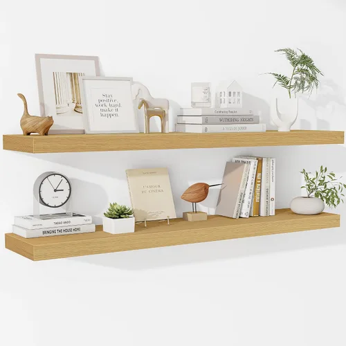 Vista 22 de Fun Memories Estantes flotantes – Estante de pared de 9.3 pulgadas de profundidad para decoración y almacenamiento – Estantería de exhibición