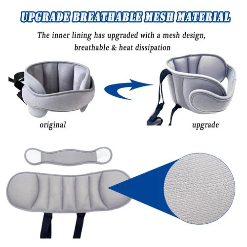 Vista 4 de Banda de apoyo para la cabeza del asiento de automóvil para bebé, cómodo soporte de almohada para cabeza y cuello, ajustable, alivio del cuello