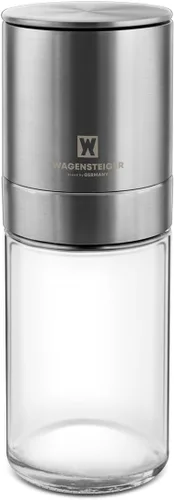 Vista 8 de WAGENSTEIGER Molinillo de pimienta manual de 5.512 in, molinillo de cerámica ajustable, acero inoxidable y vidrio, molinillo de especias recargable