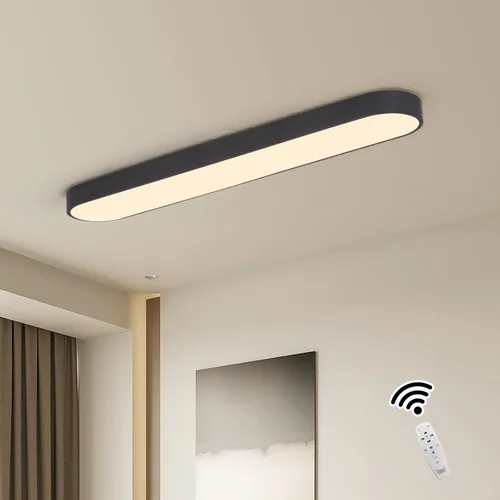 Vista 13 de Lámpara de techo lineal de 23.6 pulgadas, LED moderna de 40 W, lámpara de techo simple negra, iluminación de techo de perfil bajo para dormitorio
