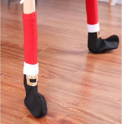 Vista 3 de 4 calcetines divertidos de Navidad para muebles, calcetines de mesa de elfos de Navidad, fundas para patas de silla, protectores de suelo