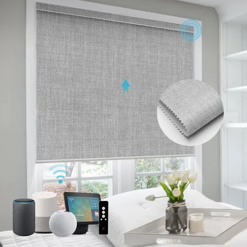 Vista 10 de SmartWings Persianas Motorizadas con Sombras para Ventana Control Remoto Funciona con Thread Apple Homekit Z-Wave Alexa 100% Blackout de Doble Cara
