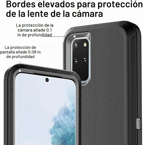 Vista 3 de Funda S20 Plus con 2 protectores de pantalla de TPU, 3 en 1, a prueba de golpes, resistente para Galaxy S20 Plus (negro/gris)