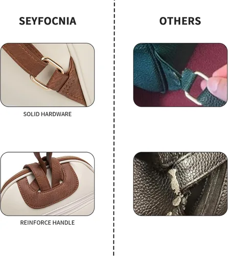 Vista 4 de seyfocnia Mochila de viaje para mujer beige, Beige, Computadora portátil