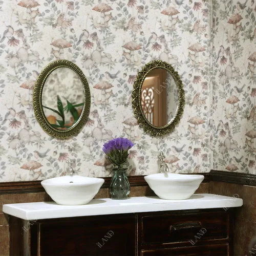 Vista 5 de iLAND Espejos para casa de muñecas, accesorios en miniatura para casa de muñecas a escala 1:12, mini espejo de vidrio con marco de metal