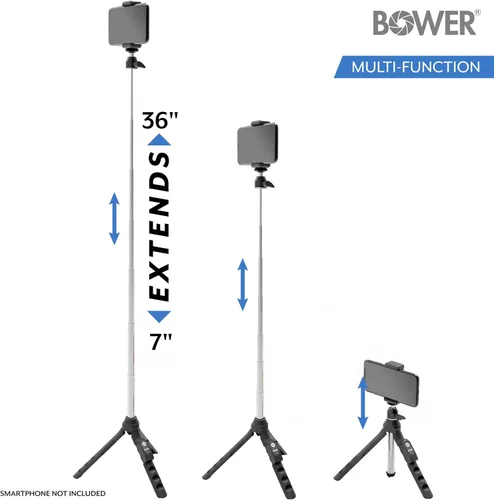 Vista 4 de Bower Multipod 6 en 1 trípode selfie stick con obturador remoto para teléfonos inteligentes