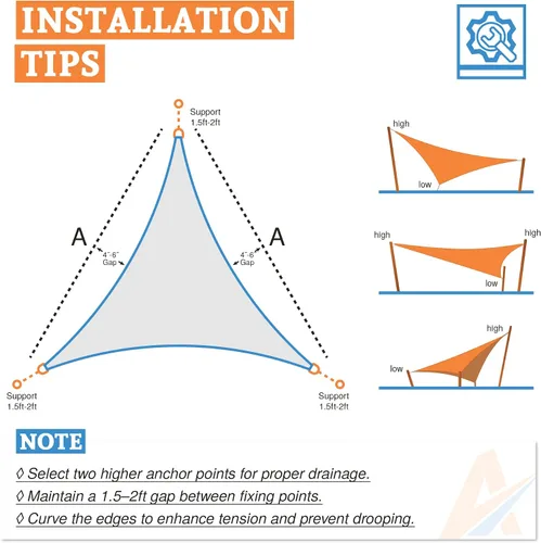 Vista 5 de Toldo triangular de 2 x 2 x 2.8 pies para patio al aire libre, jardín y patio trasero, toldos de protección solar, color marrón
