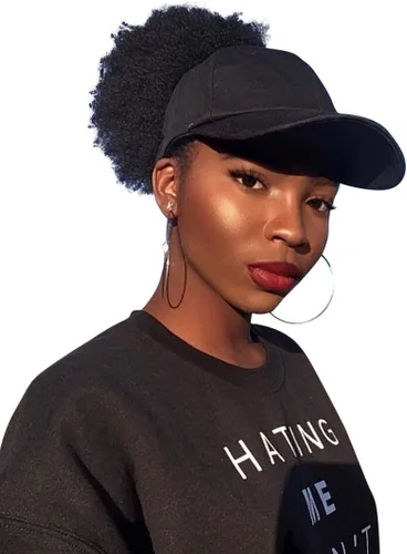 Vista 3 de CurlCap Gorra sin parte trasera para cabello natural, gorra de béisbol forrada de satén para mujer