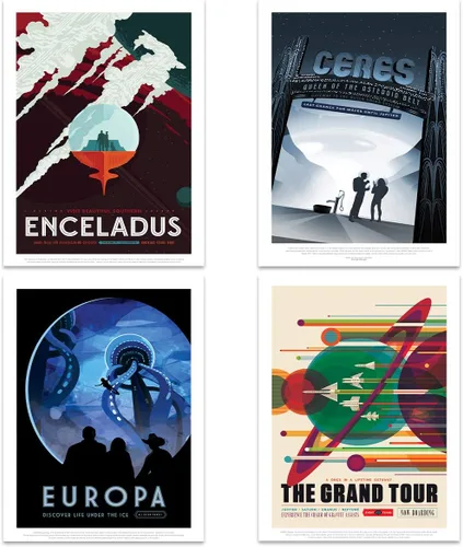 Vista 5 de Póster de la NASA Space Grand Tour Travel Exploration Exoplanet Art Print Decoración para el hogar, paquete de 17 – incluye impresión personalizada