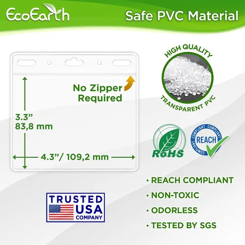 Vista 3 de EcoEarth Protector de tarjetas horizontal con borde suave (grande 4 x 3, paquete de 10) bolsa de plástico transparente para portatarjetas