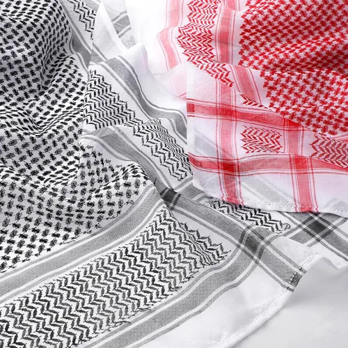 Vista 7 de Funtery 4 pañuelos para la cabeza árabe para hombres con cuerda Lgal Aqel Medio Oriente desierto Shemagh Wrap traje árabe turbante keffiyeh