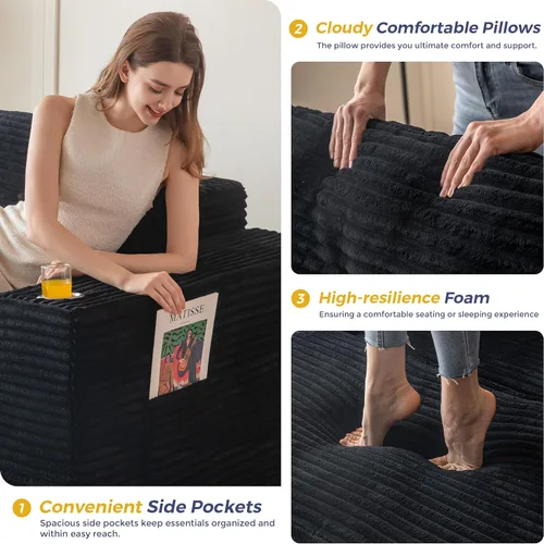 Vista 8 de MAXYOYO Sofá modular de 104 pulgadas con diván en forma de L, moderno sofá deshuesado para sala de estar, sofá en una caja, sofá de gran