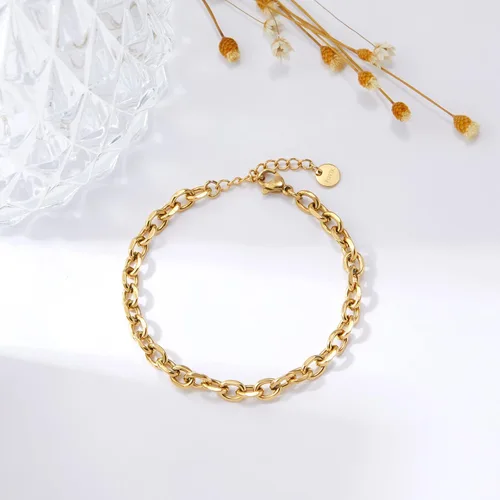 Vista 5 de POVIK Pulsera de clip, cadena de clip de papel chapada en oro de 14 quilates, pulsera de oro para mujer, pulsera de cadena ajustable para mujeres