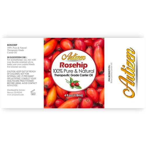 Vista 2 de Artizen Aceite de rosa mosqueta prensado en frío, puro, grado terapéutico para piel, cabello y uñas, incluye cuentagotas de anca, 4 onzas líquidas