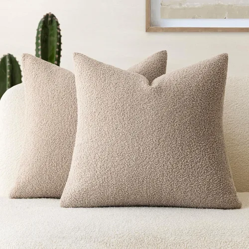 Vista 26 de Foindtower Paquete de 2 fundas de cojín decorativas de pelo sintético rizado, suave y mullida, con cremallera, acogedora funda de almohada