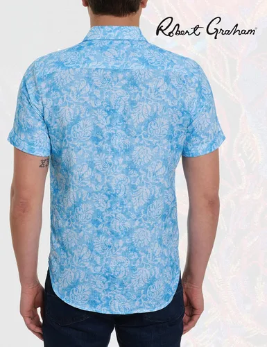 Vista 4 de Robert Graham Camisa de manga corta de algodón con botones para hombre Cayuga