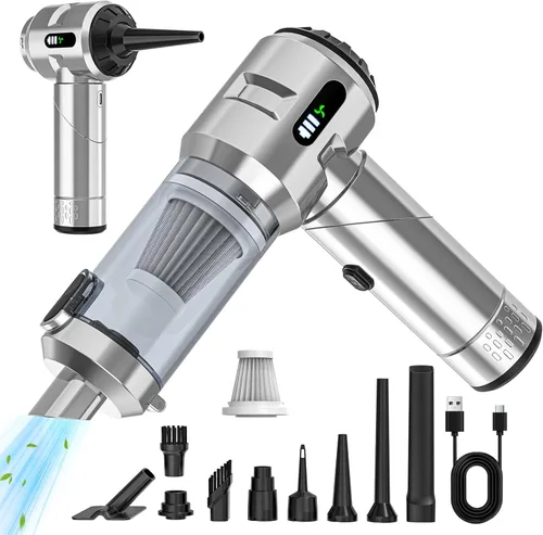 Vista 9 de Sycoodeal Aspiradora de mano para automóvil, 25000 PA, fuerte succión ciclónica, portátil, mini aspiradora inalámbrica con pantalla digital, ligera