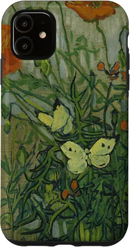 Vista 8 de Vincent Van Gogh - Carcasa para iPhone 17, diseño de mariposas y amapolas