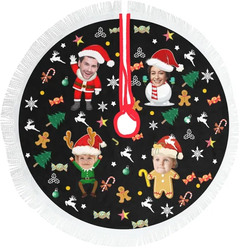 Vista 10 de Custom Tree Skirt With Pet Face - Personalized With Photo, Cat Face