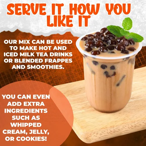 Vista 4 de Fusion Select Juego de 5 paquetes de té de burbujas de taro, mango, melaza, fresa con perlas de tapioca extra ricas, pajitas