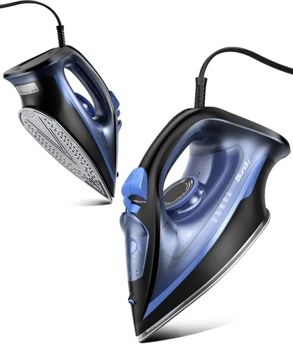 Vista 10 de Home Steam Plancha de vapor azul de 1500 W y vaporizador vertical, tanque a prueba de fugas de 11.8 fl oz, seguridad de apagado automático, ráfaga