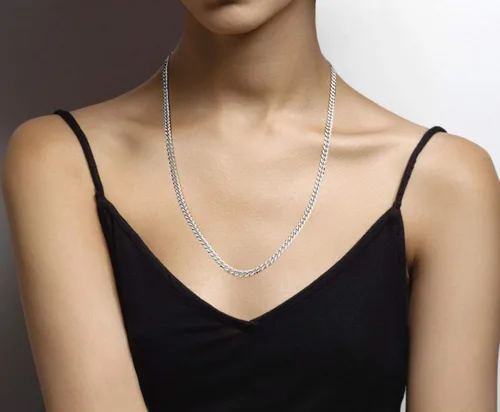 Vista 4 de Miabella Solid 925 Sterling Silver Italian 5mm Diamond Cut Cuban Link Curb Chain Necklace for Women Men Made in Italy