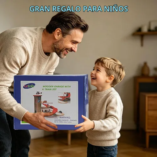 Vista 8 de Juego de juguetes de garaje de madera para niños pequeños de 3 a 5 años
