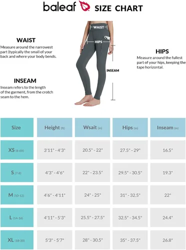 Vista 7 de BALEAF Leggings con forro polar para niñas, repelentes al agua, cintura alta, pantalones atléticos cálidos para invierno, senderismo, correr, yoga