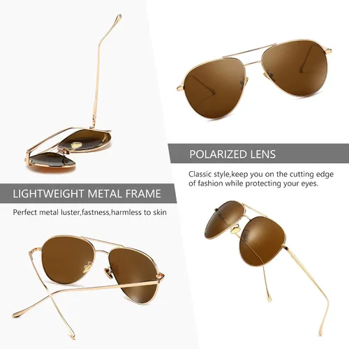 Vista 4 de SUNGAIT Women's Lightweight Oversized Aviator Sunglasses - Mirrored Polarized Lens