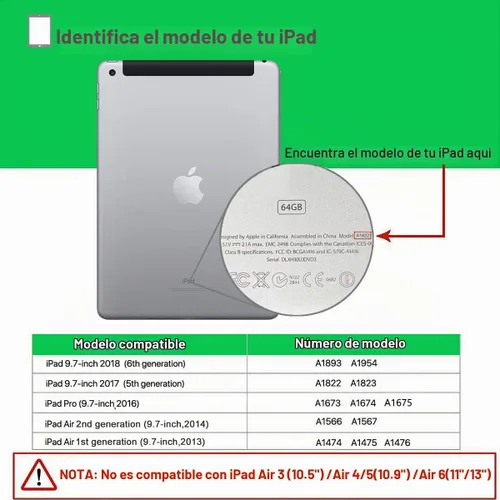 Vista 2 de SUPLIK Funda para niños para iPad 5ª/6ª Generación (9.7 pulgadas, 2017/2018), iPad Air 2/1 & Pro 9.7 con protector de pantalla, cubierta protectora