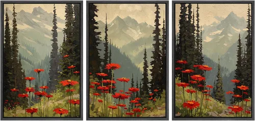 Vista 71 de SIGNWIN Lienzo enmarcado para pared, juego de arte tranquilo con reflejo de lago, acuarela, montaña y agua, ilustraciones modernas, arte abstracto