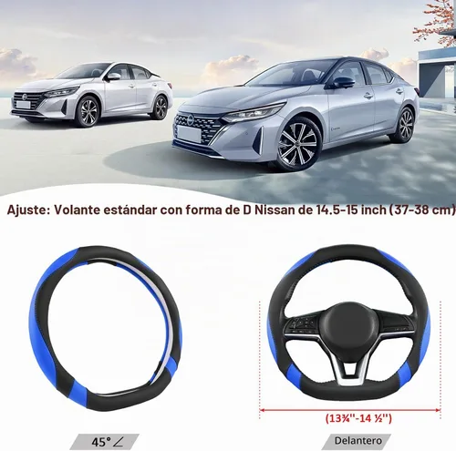 Vista 4 de West Llama Funda para volante de automóvil de fondo plano para Nissan, cubierta de volante en forma de D para Rogue, Altima, Kicks negro