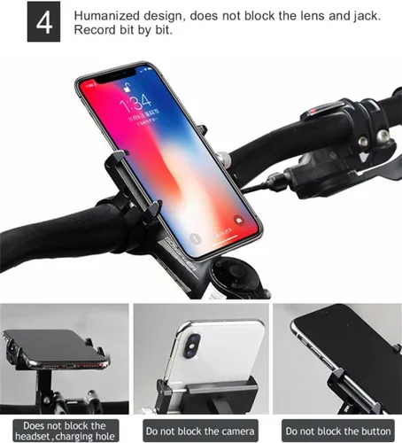 Vista 4 de GUB PRO1 Soporte universal para teléfono celular de aleación de aluminio para manillar de bicicleta de 3.5-6.2 pulgadas