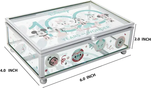 Vista 5 de Disney Joyero de 100 aniversario Con licencia oficial D100 bonita caja de joyería de cristal de celebración Celebrando 100 años de maravilla