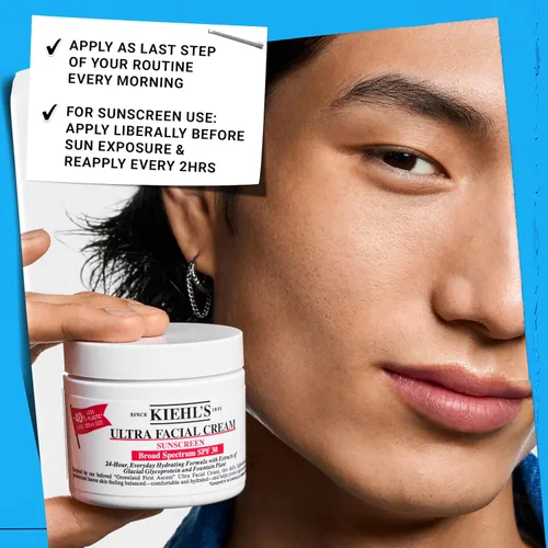 Vista 8 de Kiehl's Crema Ultra Facial con SPF 30, Hidratante Facial Ligero Diario para Todos los Tipos de Piel, Hidratación 24 Horas, Protección UV Contra