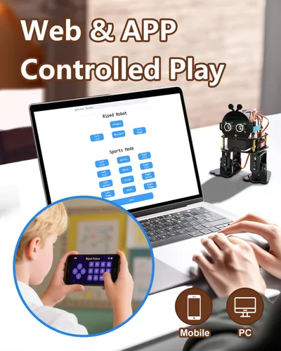 Vista 7 de Kit de robot bípedo STEM Juguetes Kit de ciencia para niños, conjunto de artesanías programables de robótica bipedal biónica para Arduino ESP32