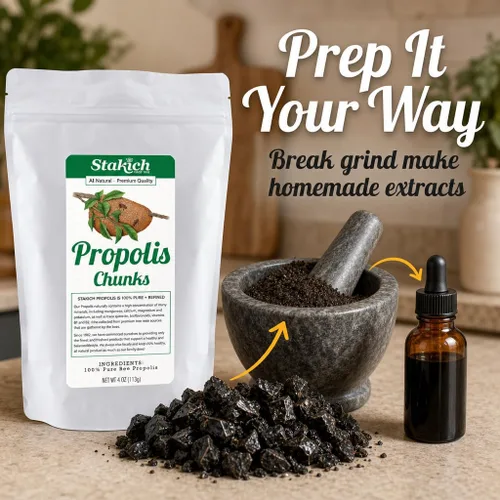 Vista 3 de Stakich Trozos de propóleo de abeja - Puro, Natural - 4 oz