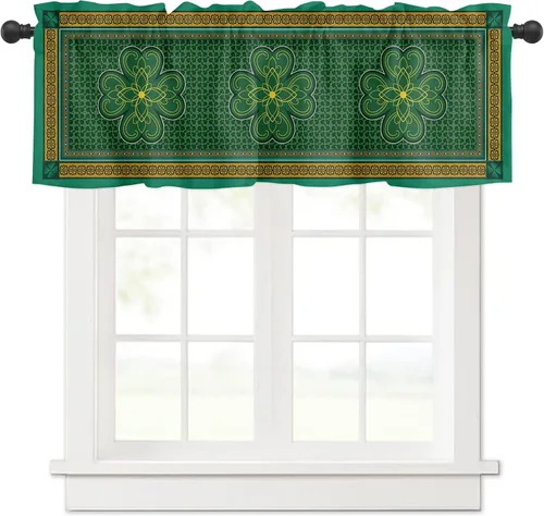 Vista 32 de Cenefa de cortina con lazo rojo de Navidad para ventanas, sala de estar, cocina, baño, granja, bolas de Navidad de acuarela con diseño de bayas
