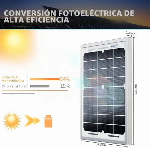 Vista 2 de ACOPOWER - Cargador de batería solar de 5 W y mantenedor de 12 V - Panel solar pequeño impermeable para auto, automotriz, motocicleta, barco