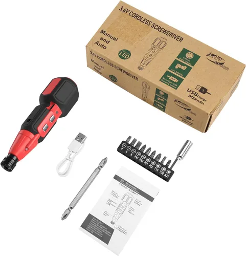 Vista 9 de AMIR Destornillador eléctrico inalámbrico, juegos de destornilladores eléctricos recargables, kit de herramientas de reparación automática portátil