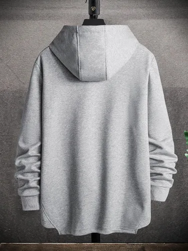Vista 2 de Milumia Sudaderas casuales con capucha de manga larga con cordón sólido para hombre