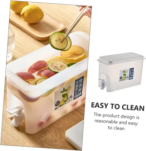 Vista 3 de NOLITOY Cubo de bebida fría grande para café, jarra de agua helada, jarra de agua para cocina, refrigerador, recipiente de agua, hervidor de agua