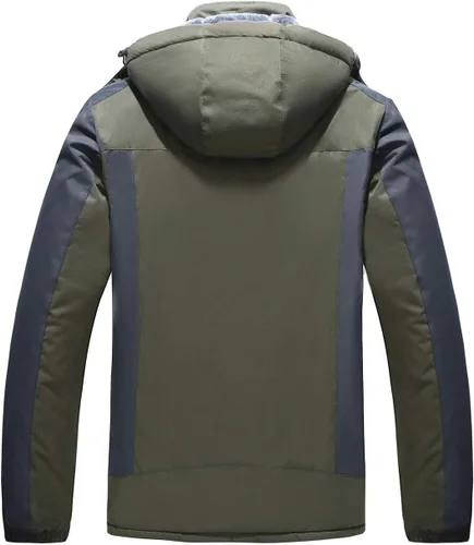 Vista 3 de HOW'ON - Chaqueta de invierno con capucha y forro polar, resistente al viento, impermeable, abrigo para montaña